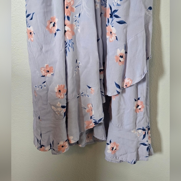 Torrid Blue Floral Faux Wrap Dress Size 00 - Picture 4 of 8